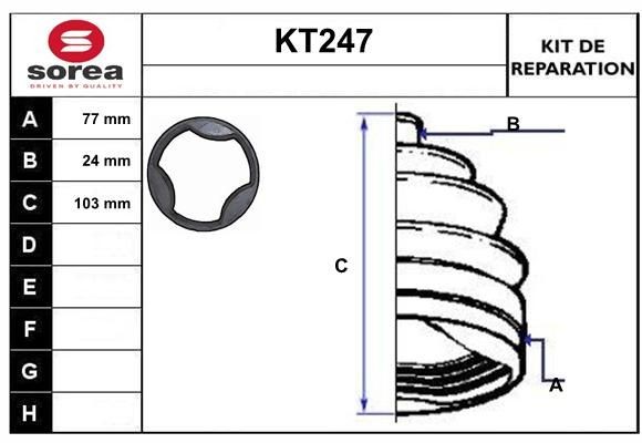 SERA Bellow Set, drive shaft Article number: KT247 cheaply