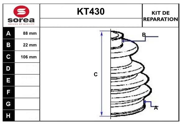 SERA Bellow Set, drive shaft Article number: KT430 cheaply