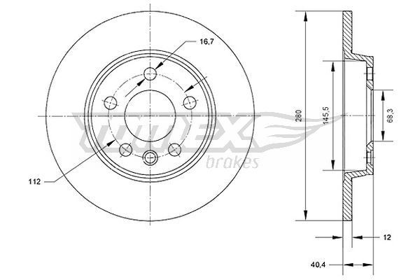 TOMEX brakes Спирачен диск артикулен номер: TX 70-26 евтино