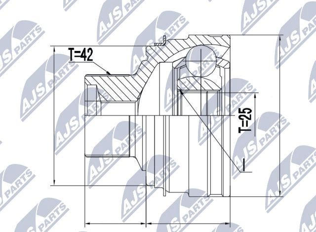 NTY Joint kit, drive shaft Article number: NPZ-AU-055 cheaply
