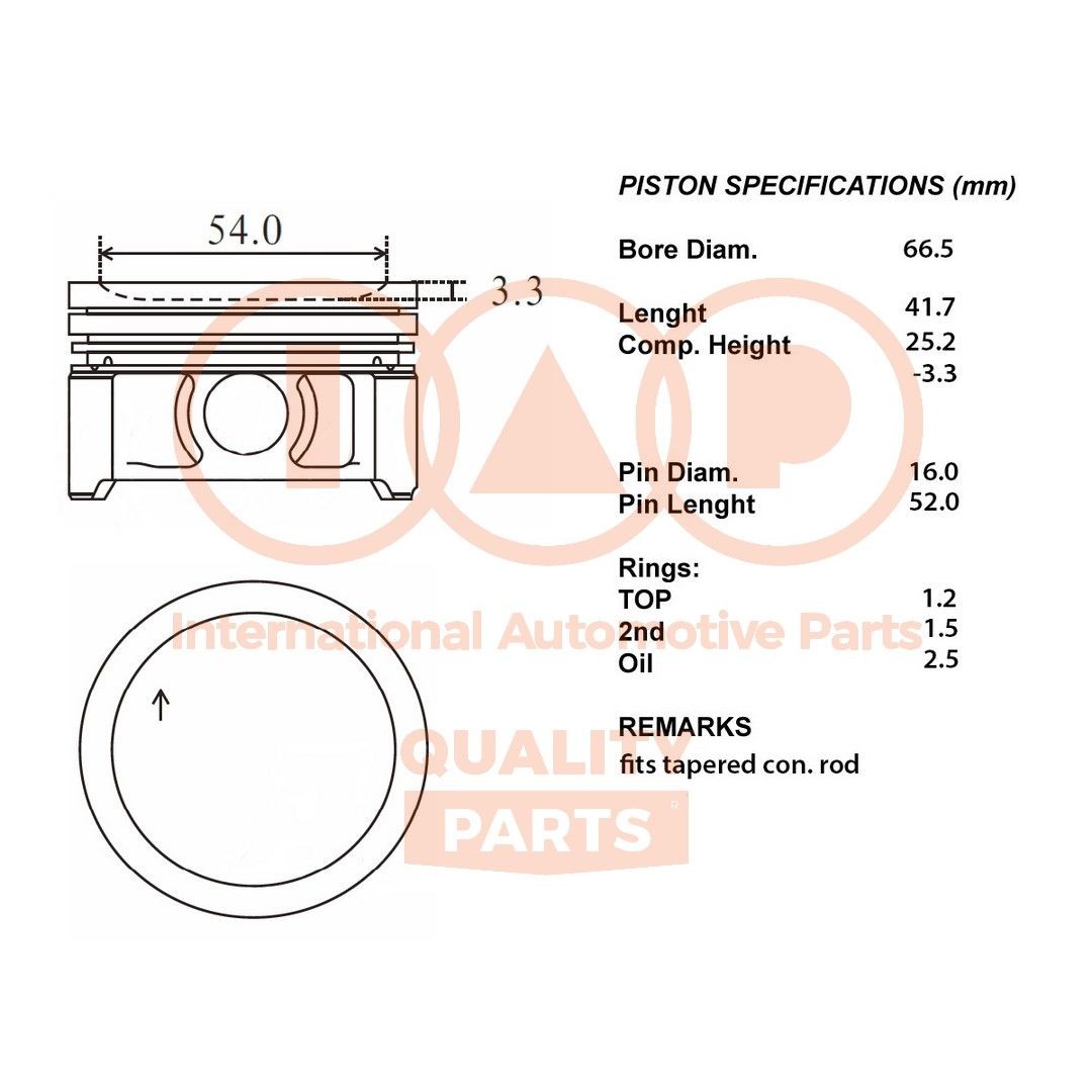 IAP QUALITY PARTS Piston Article number: 100-00107 cheaply
