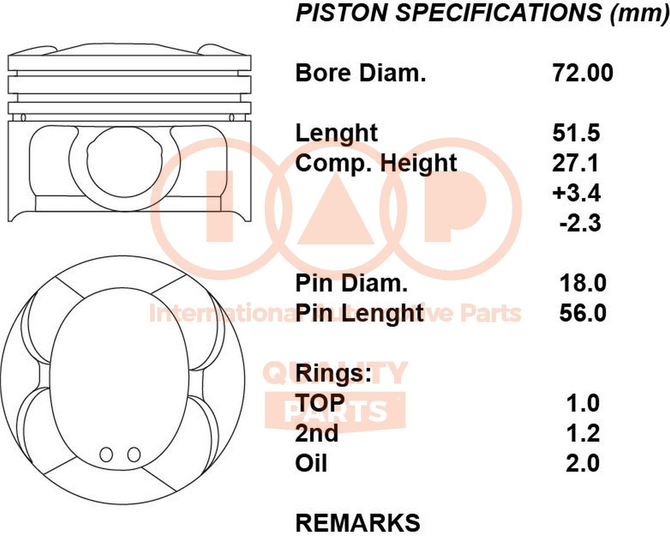 IAP QUALITY PARTS Piston Article number: 100-00113 cheaply