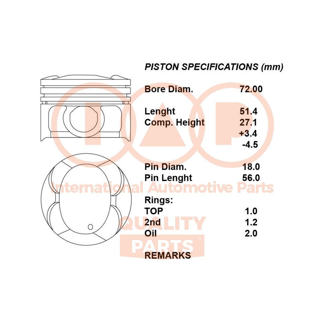 IAP QUALITY PARTS Piston Article number: 100-00116 cheaply