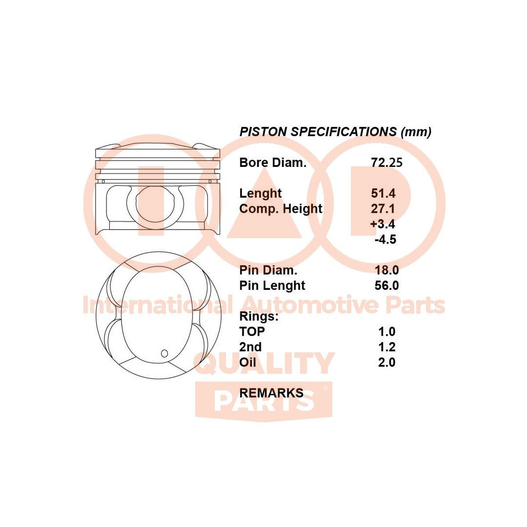 IAP QUALITY PARTS Piston Article number: 100-00117 cheaply