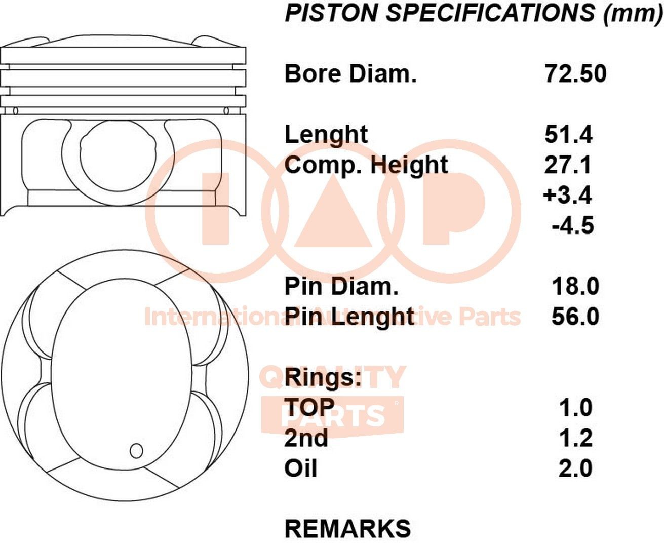 IAP QUALITY PARTS Piston Article number: 100-00118 cheaply
