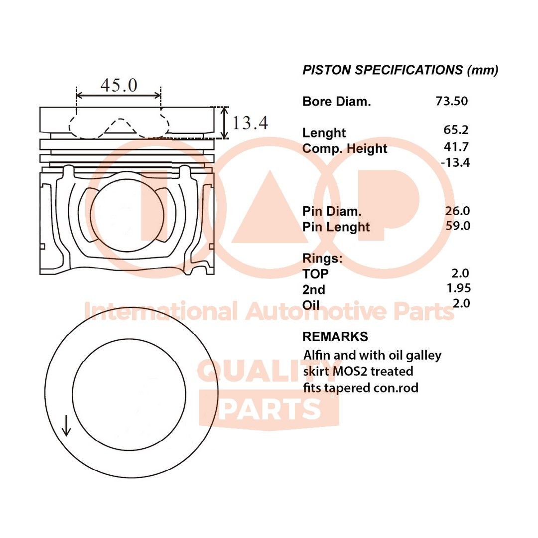 IAP QUALITY PARTS Kolvid Artikli number: 100-03100 soodsalt