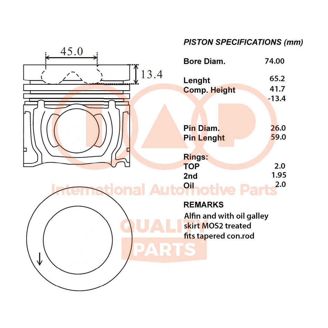 IAP QUALITY PARTS Kolvid Artikli number: 100-03101 soodsalt