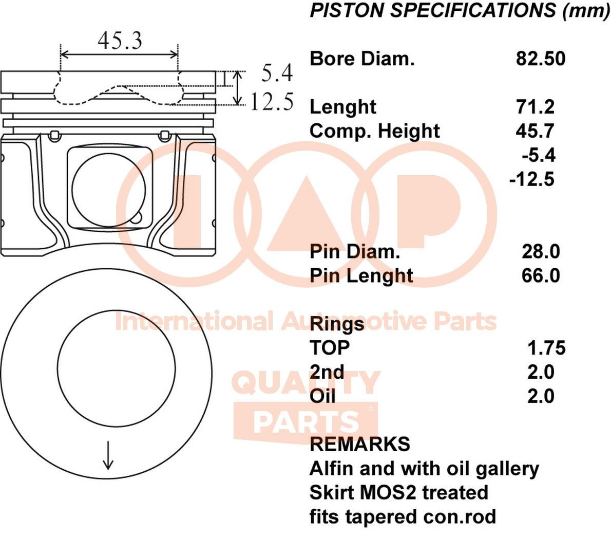 IAP QUALITY PARTS Kolvid Artikli number: 100-03104 soodsalt