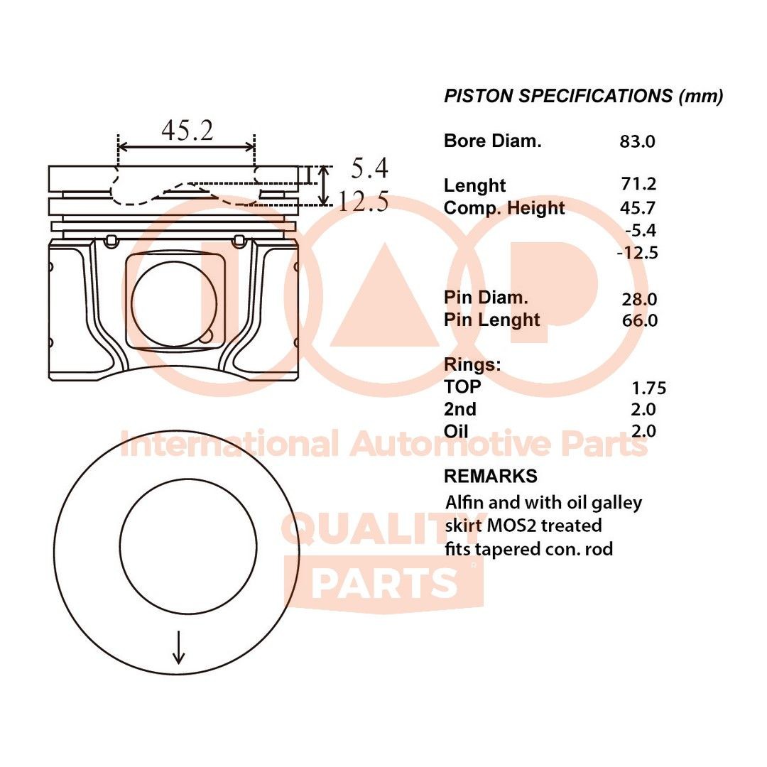 IAP QUALITY PARTS Kolvid Artikli number: 100-03105 soodsalt
