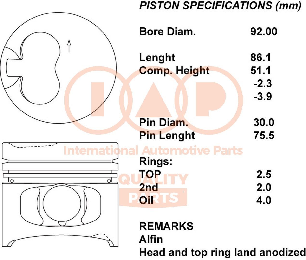 IAP QUALITY PARTS Piston Article number: 100-10045 cheaply