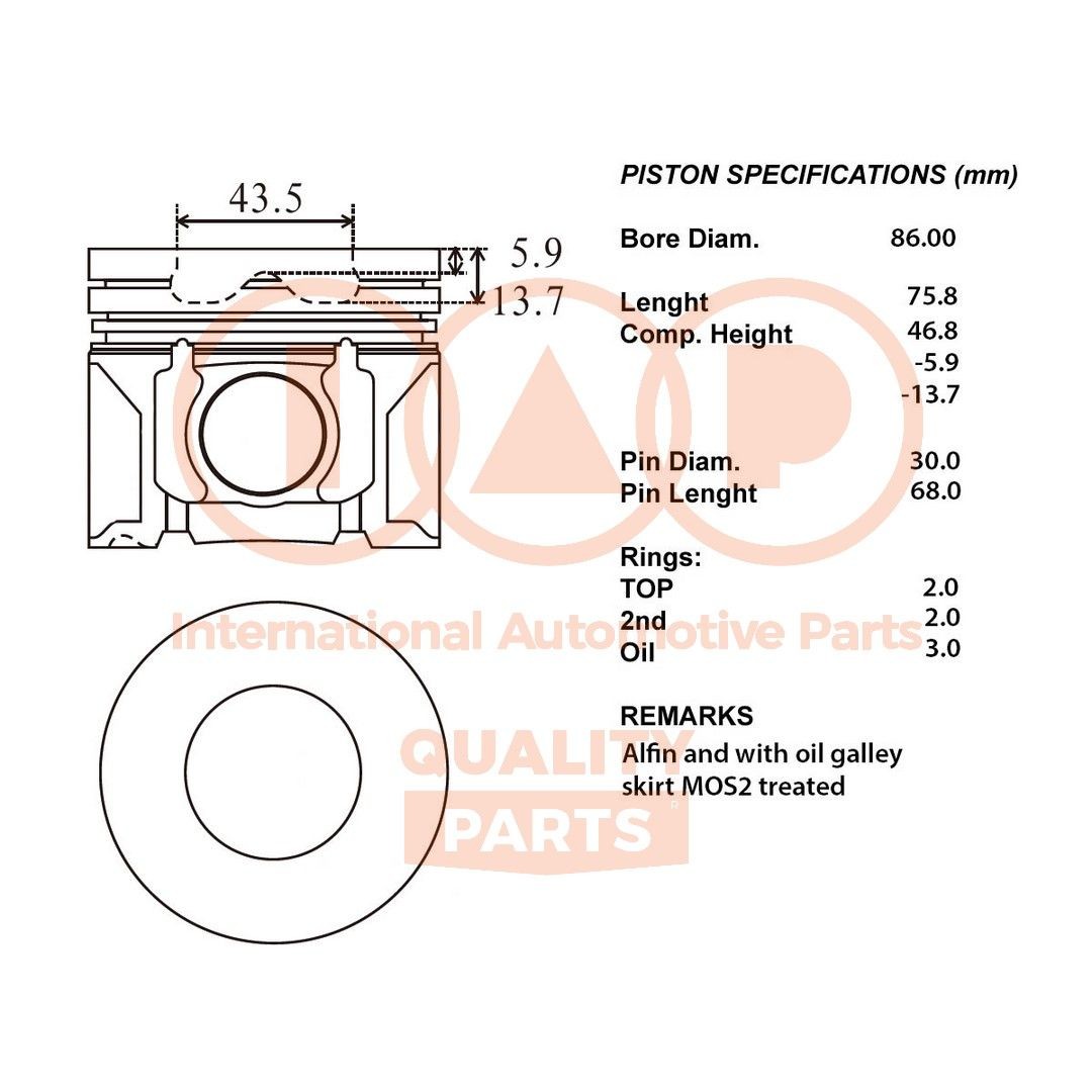 IAP QUALITY PARTS Piston Article number: 100-11058 cheaply