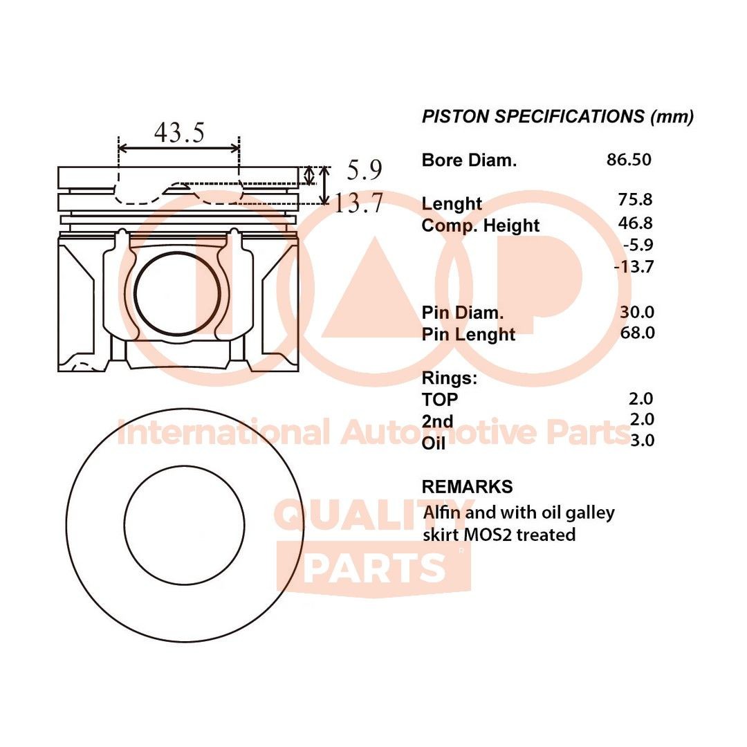 IAP QUALITY PARTS Piston Article number: 100-11059 cheaply