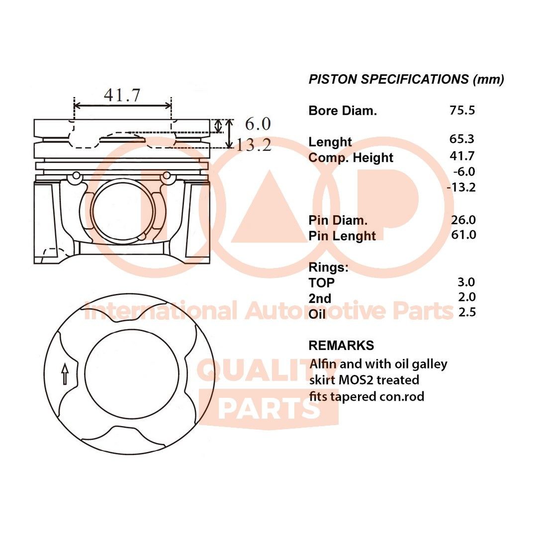IAP QUALITY PARTS Kolvid Artikli number: 100-11151 soodsalt