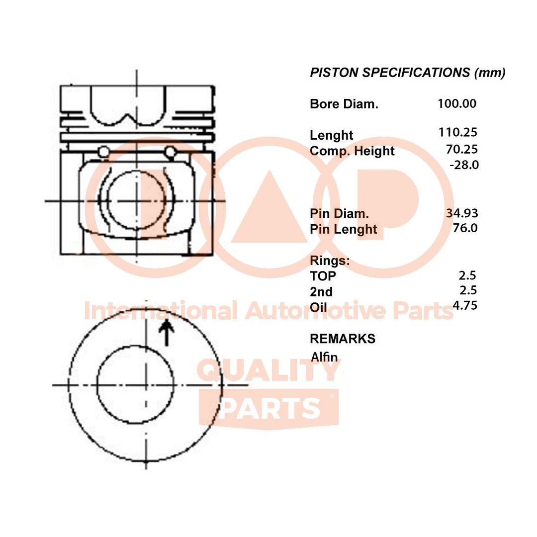 IAP QUALITY PARTS Piston Article number: 100-13072 cheaply