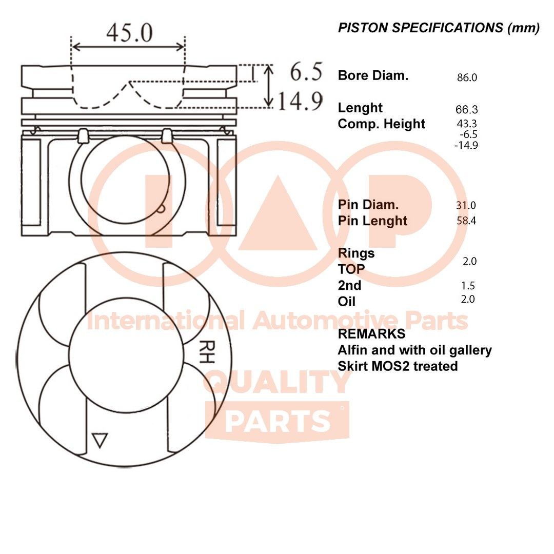 IAP QUALITY PARTS Piston Article number: 100-15032 cheaply