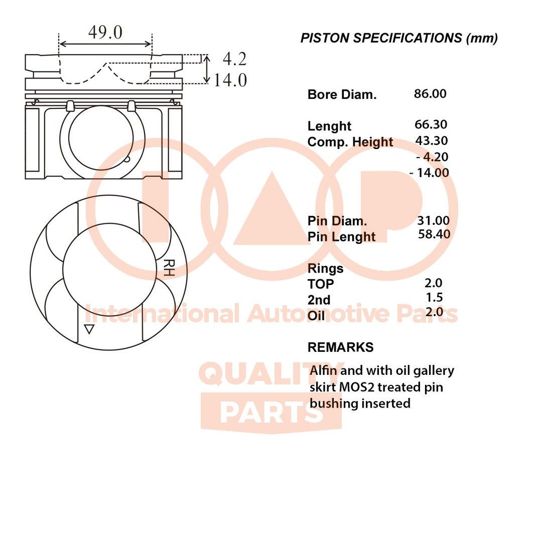 IAP QUALITY PARTS Piston Article number: 100-15040 cheaply