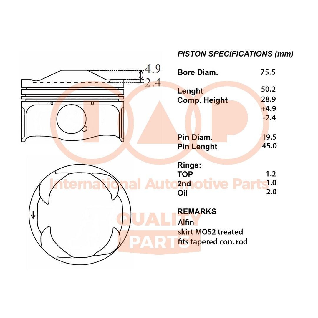IAP QUALITY PARTS Piston Article number: 100-17105 cheaply