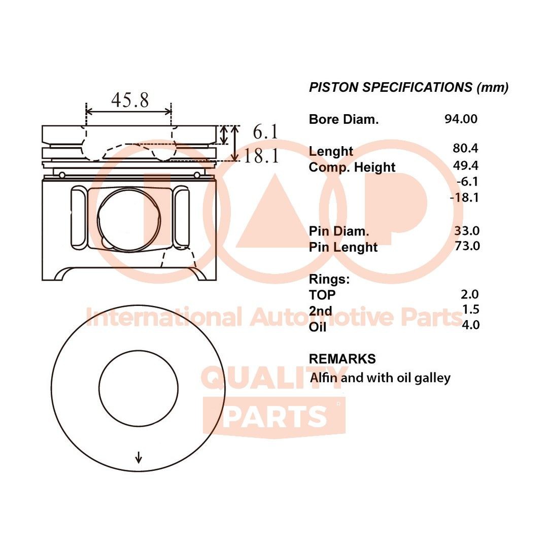 IAP QUALITY PARTS Piston Article number: 100-17148 cheaply