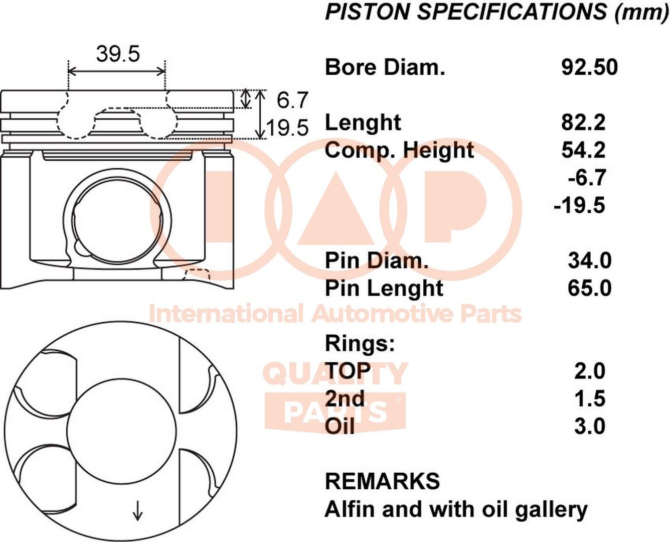 IAP QUALITY PARTS Piston Article number: 100-17157 cheaply