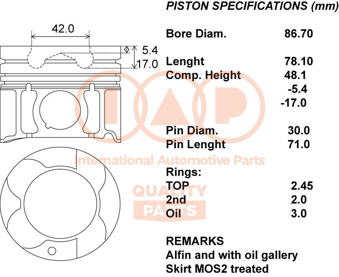 IAP QUALITY PARTS Piston Article number: 100-18035 cheaply