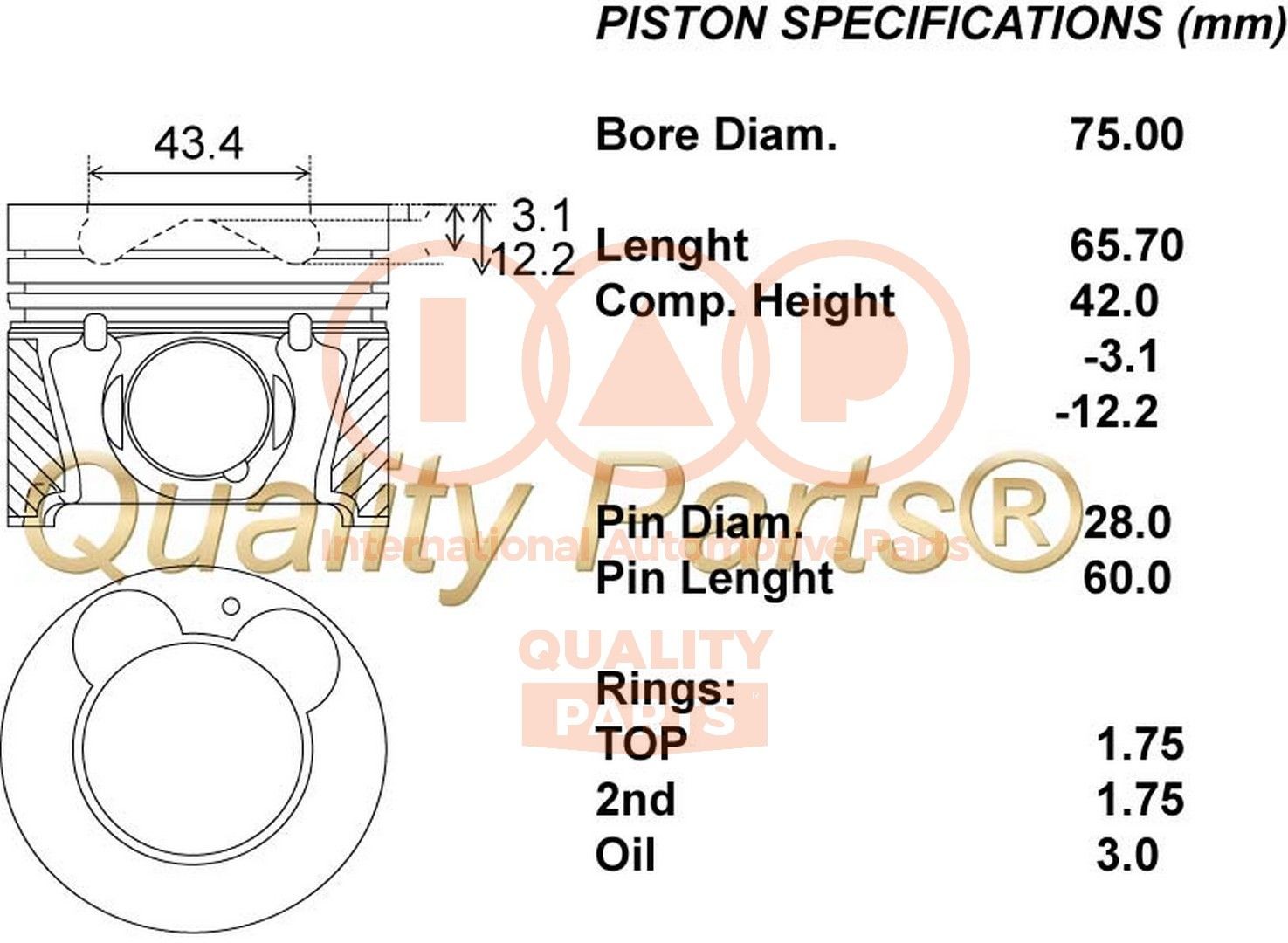 IAP QUALITY PARTS Piston Article number: 100-21078 cheaply