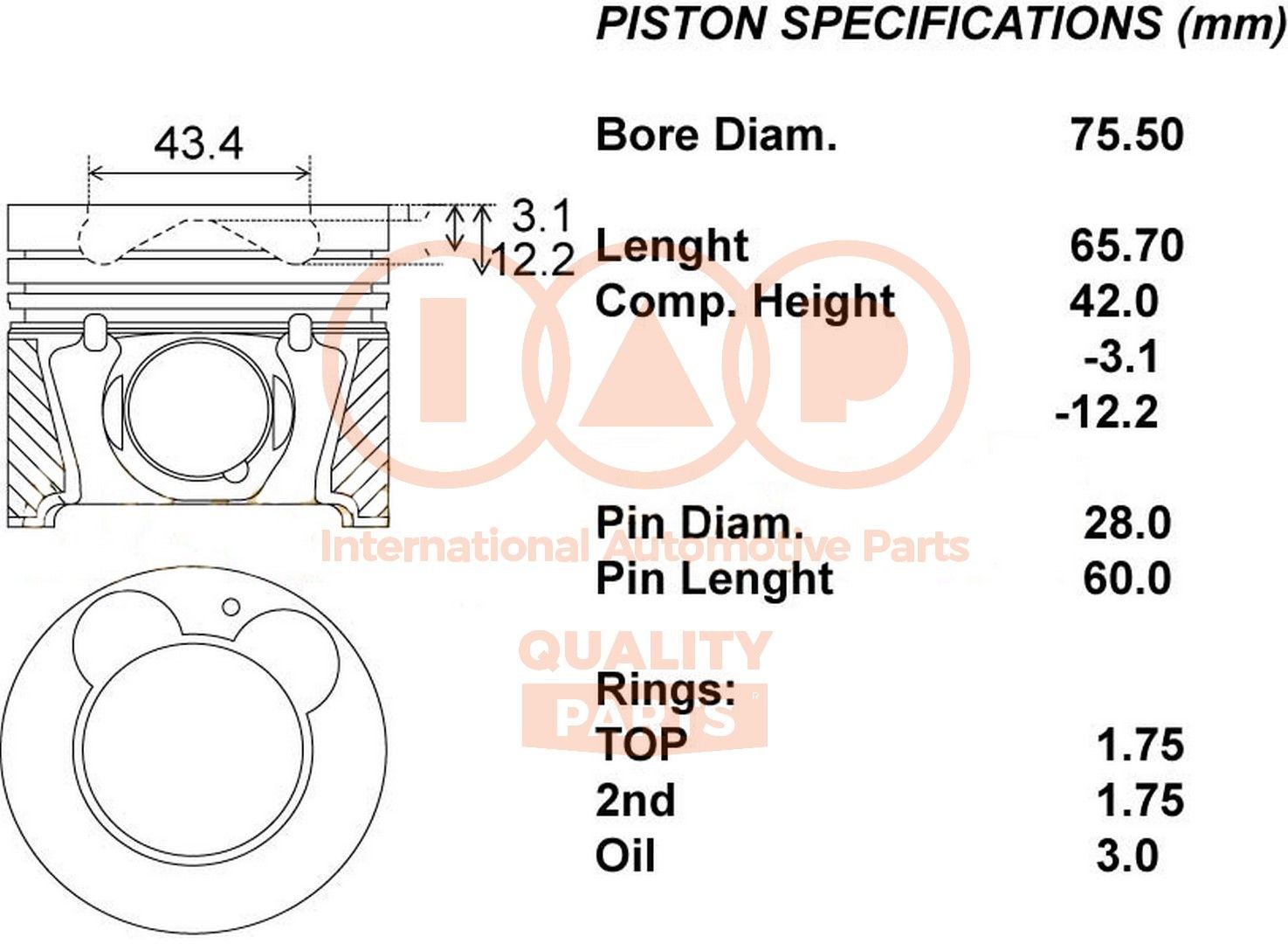 IAP QUALITY PARTS Piston Article number: 100-21079 cheaply