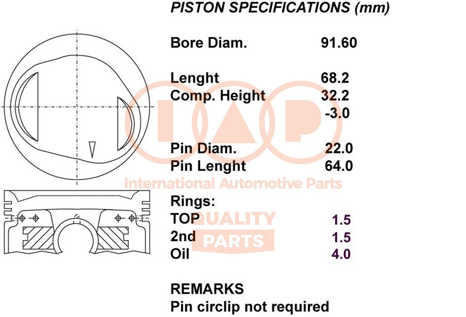 IAP QUALITY PARTS Piston Article number: 101-12041 cheaply