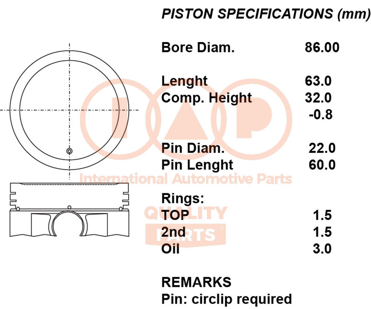 IAP QUALITY PARTS Piston Article number: 101-13082 cheaply