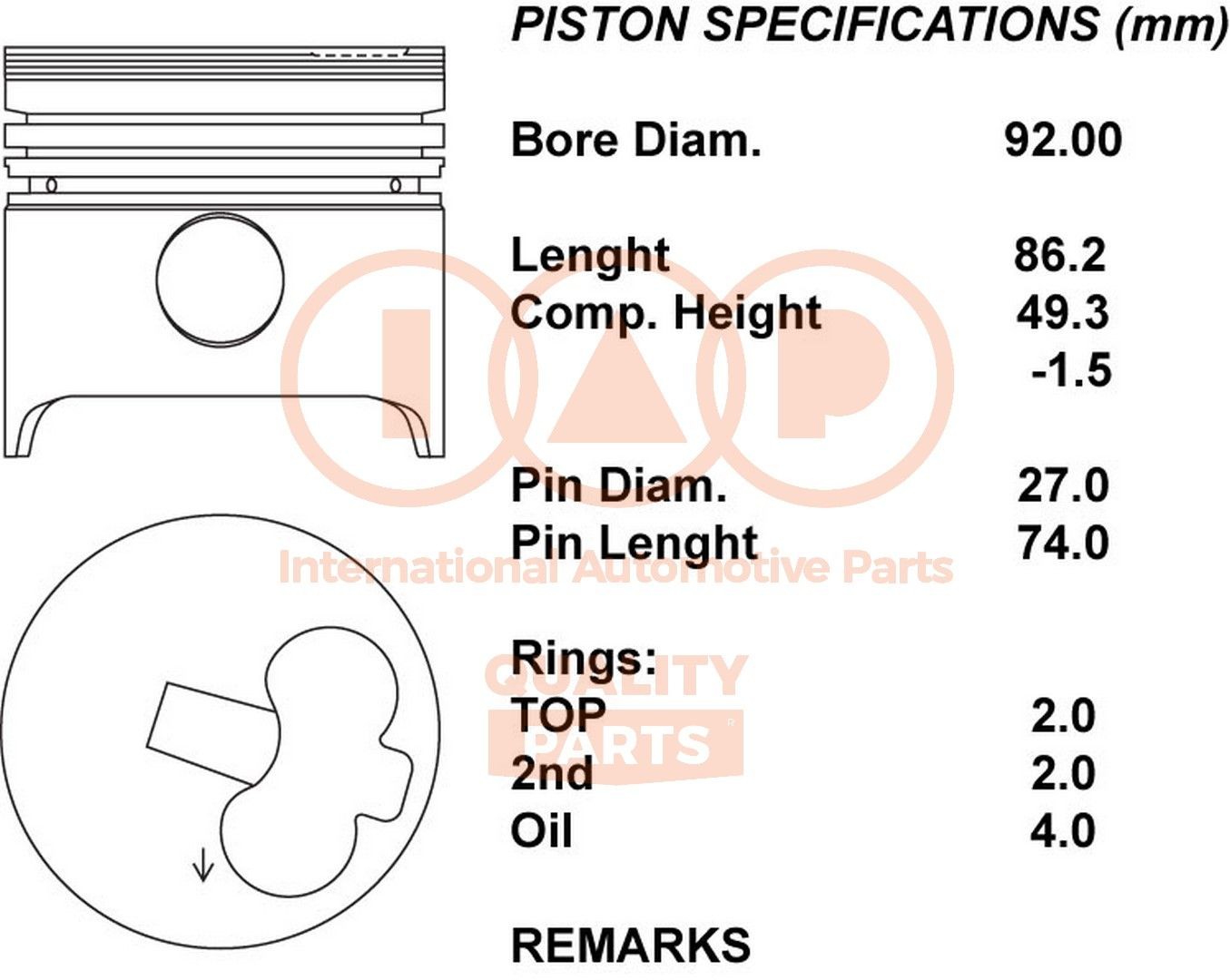 IAP QUALITY PARTS Piston Article number: 101-17060 cheaply