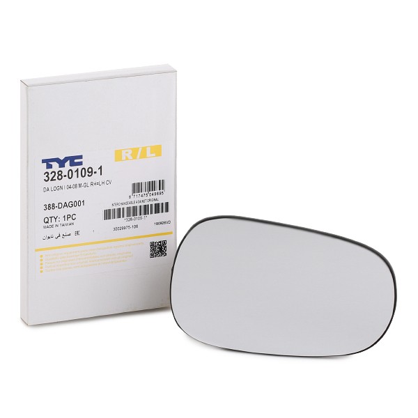 TYC Spejlglas, udvendig spejl Varenummer: 328-0109-1 billige
