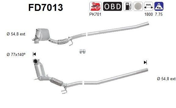AS Diesel particulate filter Article number: FD7013 cheaply