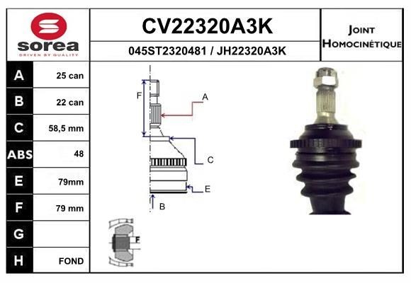 EAI Joint kit, drive shaft Article number: CV22320A3K cheaply