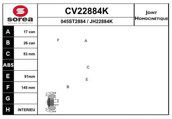 EAI Joint kit, drive shaft Article number: CV22884K cheaply