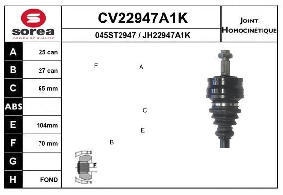 EAI Joint kit, drive shaft Article number: CV22947A1K cheaply