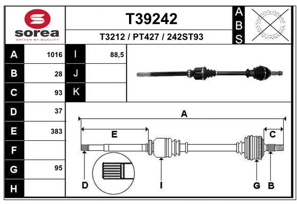 EAI Drive shaft Article number: T39242 cheaply