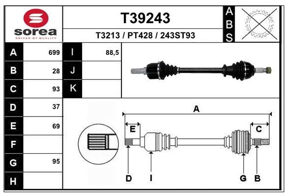 EAI Drive shaft Article number: T39243 cheaply