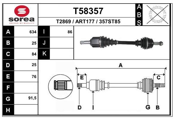 EAI Drive shaft Article number: T58357 cheaply