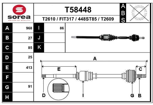 EAI Drivaxel Artikelnummer: T58448 billigt