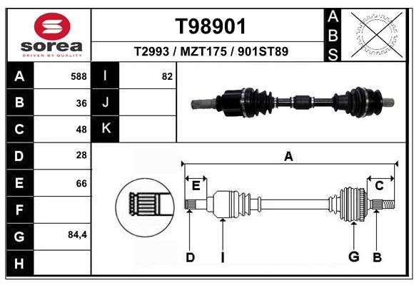 EAI Drive shaft Article number: T98901 cheaply