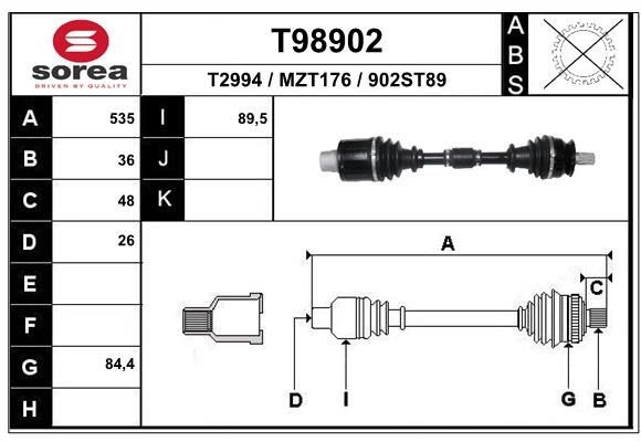 EAI Drive shaft Article number: T98902 cheaply