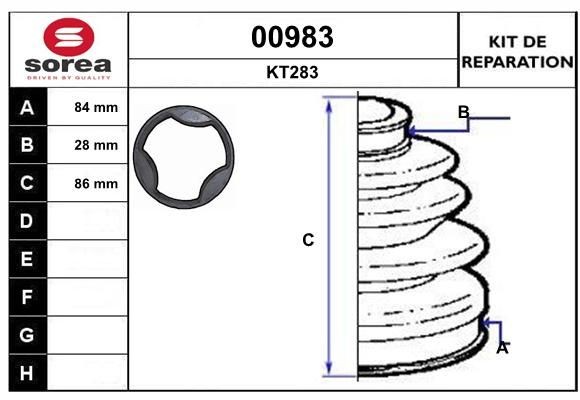 SNRA Bellow Set, drive shaft Article number: 00983 cheaply