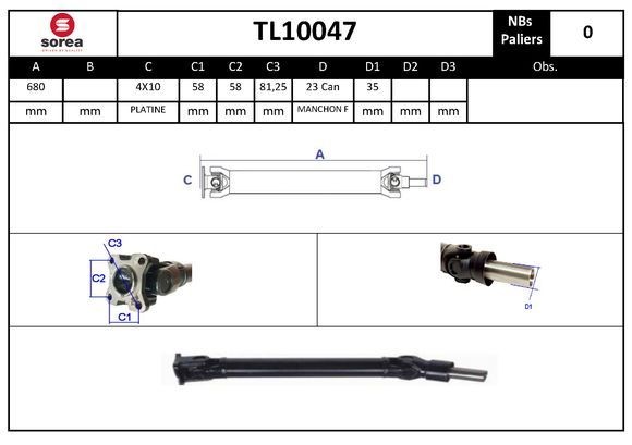 SNRA Propshaft, axle drive Article number: TL10047 cheaply