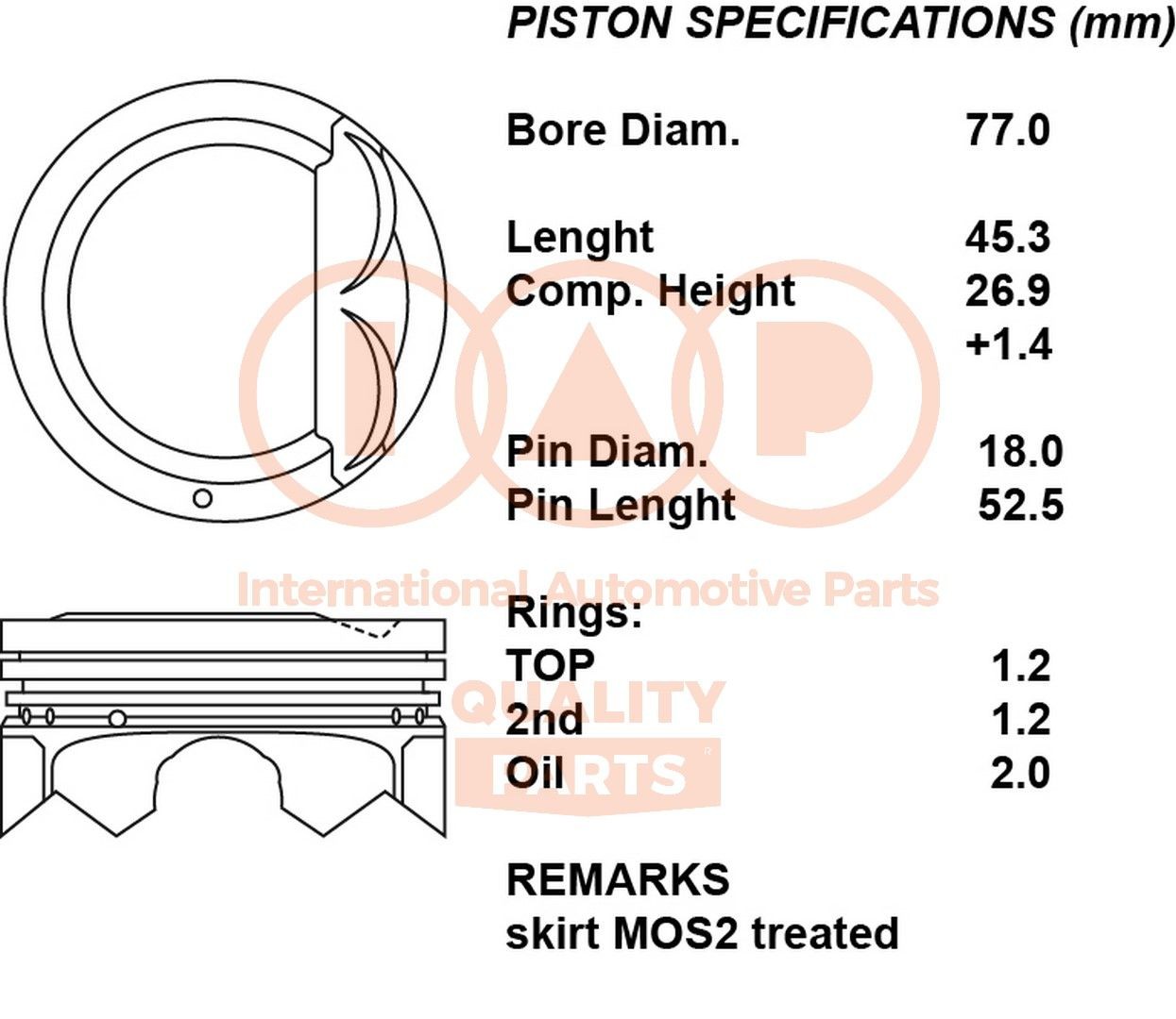 IAP QUALITY PARTS Piston Article number: 100-21100 cheaply
