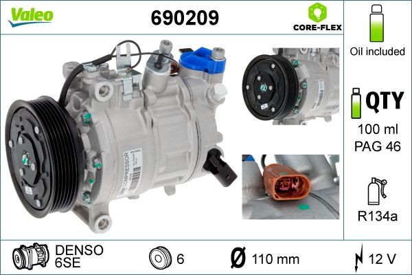 VALEO Air conditioning compressor Article number: 690209 cheaply