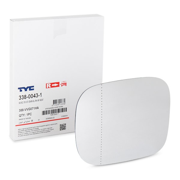 TYC Mirror Glass, outside mirror Article number: 338-0043-1 cheaply