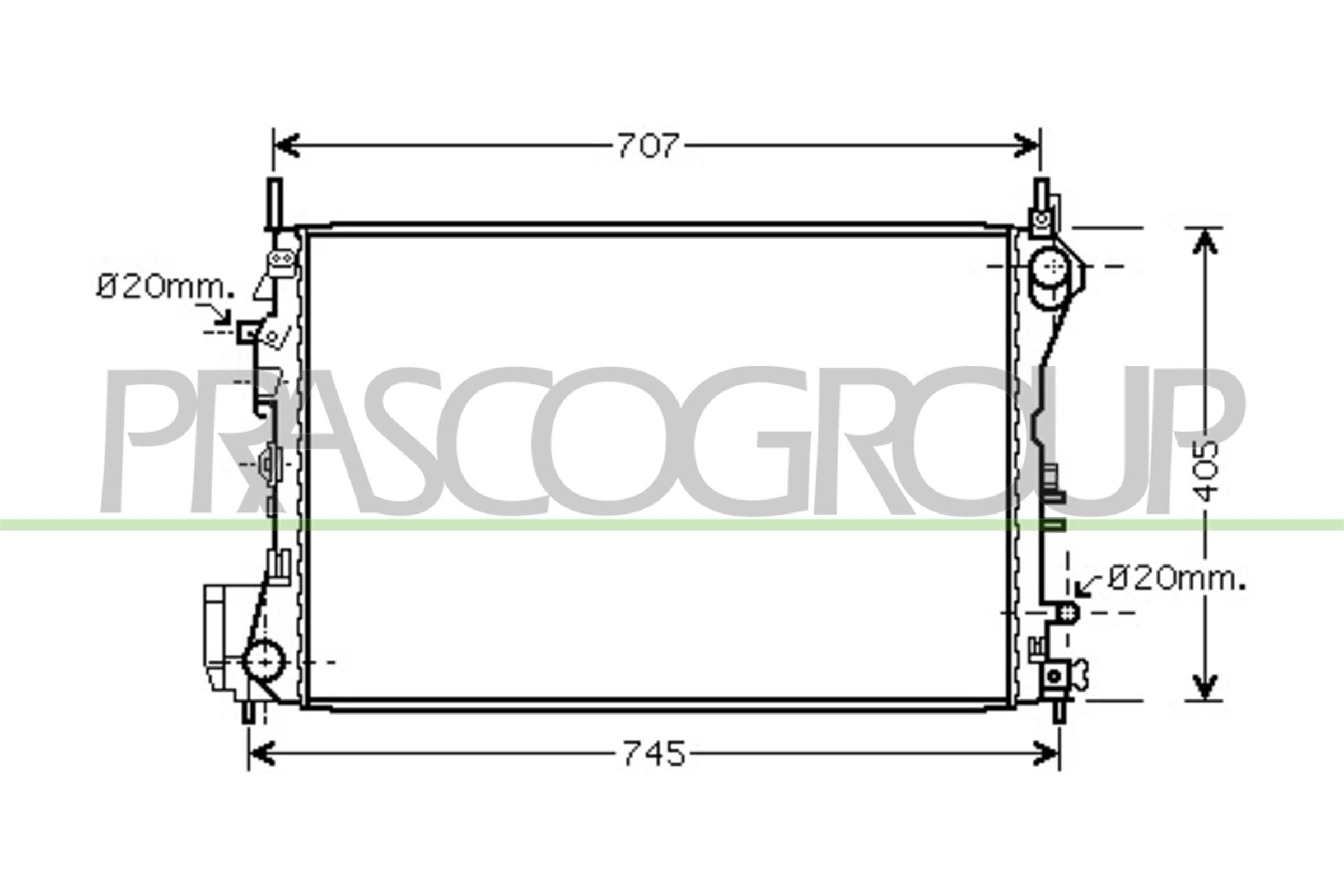 PRASCO Engine radiator Article number: OP056R011 cheaply