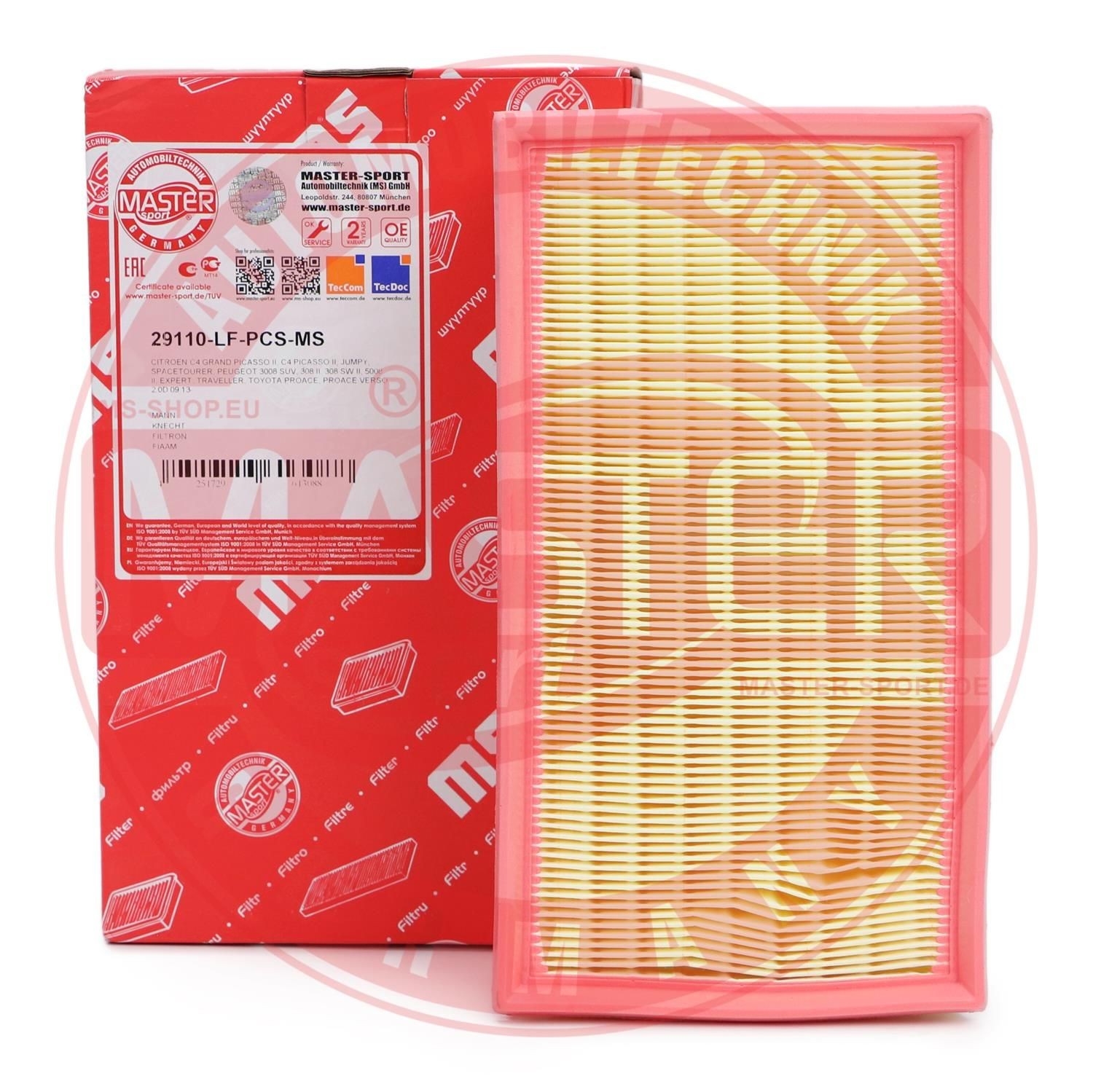 MASTER-SPORT Luftfilter Varenummer: 29110-LF-PCS-MS billige