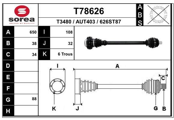 EAI Semiasse Numero articolo: T78626 poco costoso