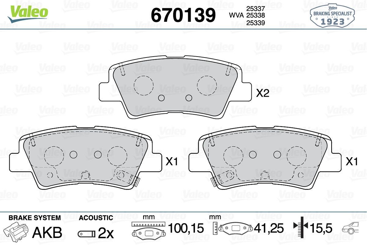 VALEO Brake pad set Article number: 670139 cheaply