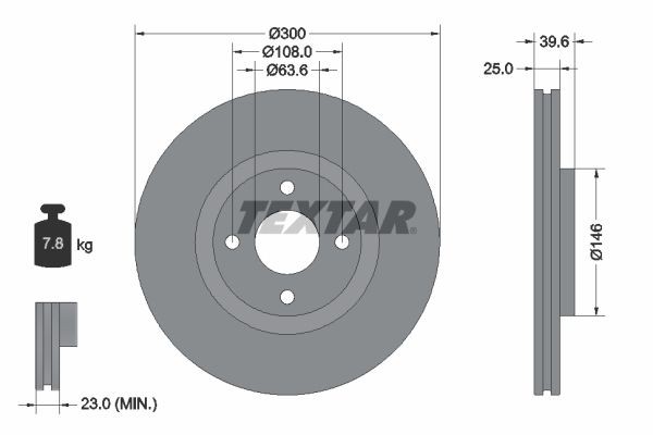 TEXTAR Brake disc Article number: 92315503 cheaply
